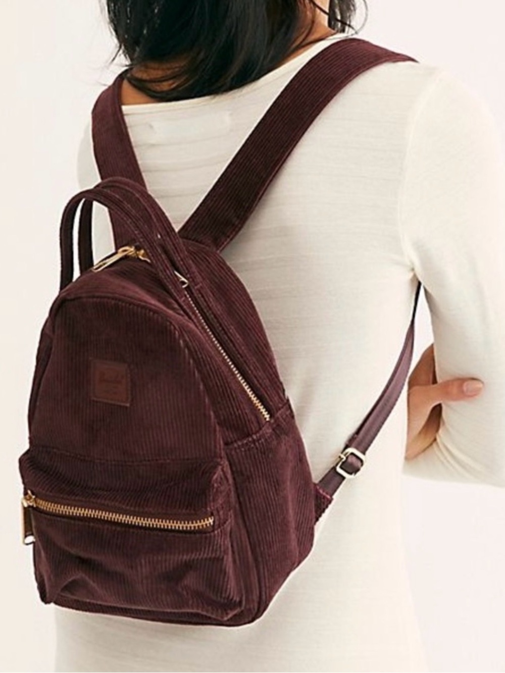 Herschel Nova Maroon Mini Backpack Cotton Corduroy Brass Tone Hardware